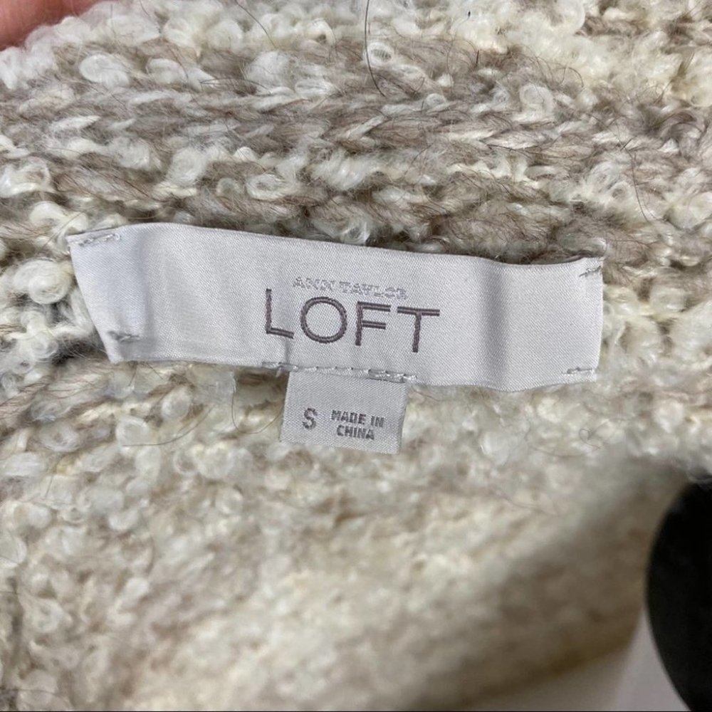 Loft Open Front  Oversized Tan Cardigan Wool Mohair Alpaca Blend - Picture 8 of 12